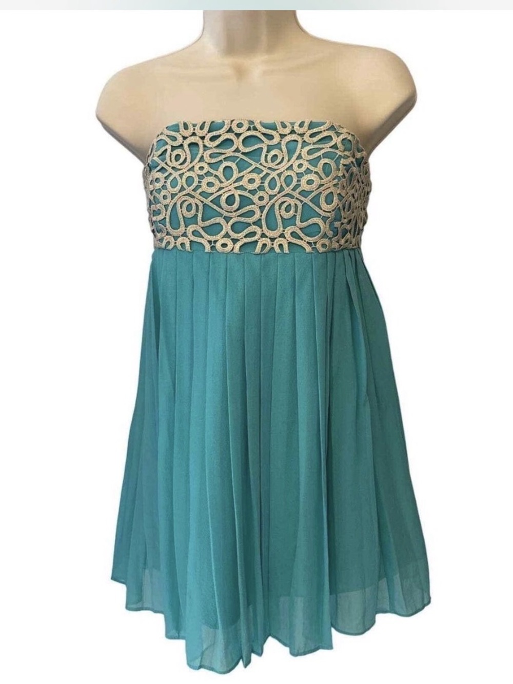 Lilly Pulitzer Abstract Strapless Mini Dress in Blue & Gold Size 4 Like New